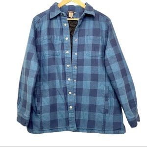 Duluth Trading Oversized Quilt Lined Flannel Shirt Jacket Shacket